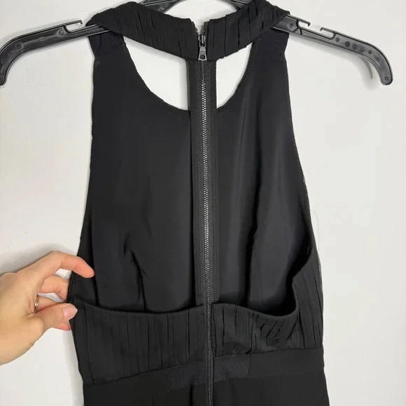 E1 Alice + Olivia Black Pleated Open Back Sleeveless Jumpsuit Size 0 - Picture 7 of 12